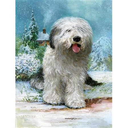 Carolines Treasures Carolines Treasures SDSQ0304CHF Old English Sheepdog by Don Squires Flag Canvas House Size SDSQ0304CHF